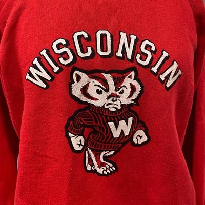 Vintage Retro Collegiate Pacific Red Pullover Sweatshirt Wisconsin Badgers Bucky Large
