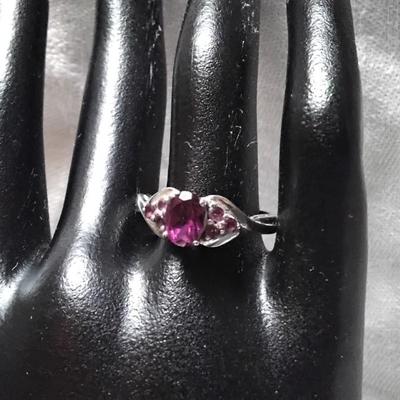Gorgeous Vintage Grape Colored Rhodolite Garnet STS 925 Ring Size 9