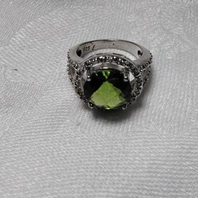 Chrome Tourmaline With White Sapphires 925 Ring Size 8