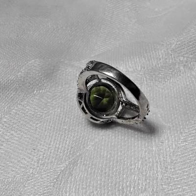 Chrome Tourmaline With White Sapphires 925 Ring Size 8