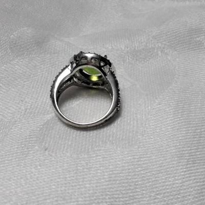 Chrome Tourmaline With White Sapphires 925 Ring Size 8