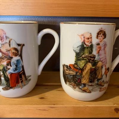 LOT 3R: Norman Rockwell Mugs, Decorative Bottles, Baskets