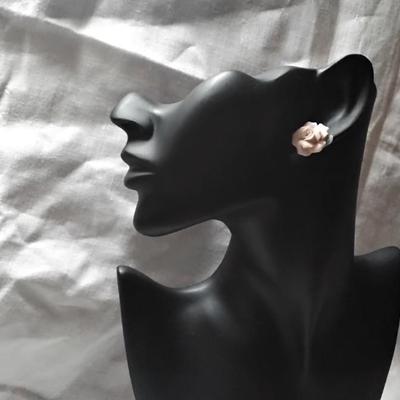 Vintage 1928 Porcelain Rose Earrings
