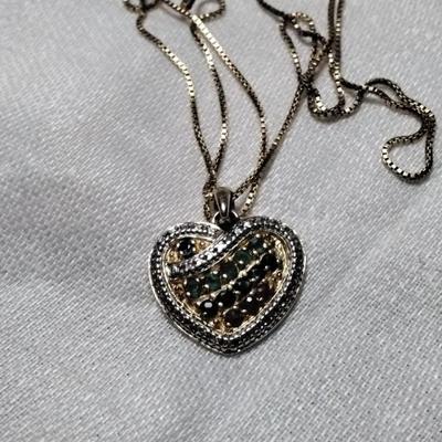 Ross Simons Emerald/Ruby/Sapphire Vermeil Heart 18" Necklace