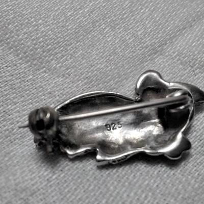 Vintage Marcasite Pelican 925 Brooch