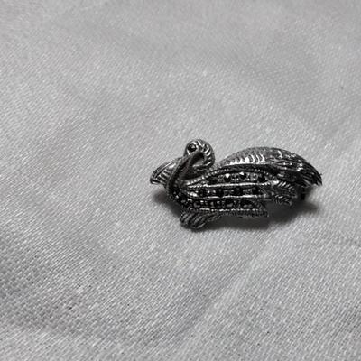 Vintage Marcasite Pelican 925 Brooch