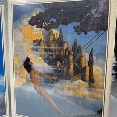 Set of 3 Maxfield Parrish Romantic Art Nouveau Woman Prints