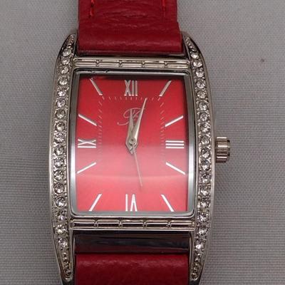 Burgi Watch with Red Leather Band New