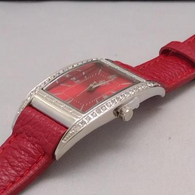 Burgi Watch with Red Leather Band New