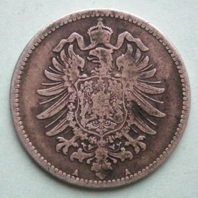 GERMANY 1875A 1 Mark Silver Coin