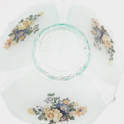 VINTAGE LANCASTER FROSTED GLASS FLOWERED DISH