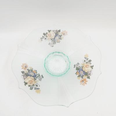 VINTAGE LANCASTER FROSTED GLASS FLOWERED DISH
