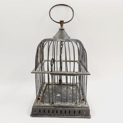 VINTAGE HEAVY BRASS BIRD CAGE
