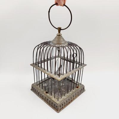 VINTAGE HEAVY BRASS BIRD CAGE