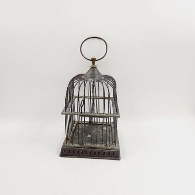 VINTAGE HEAVY BRASS BIRD CAGE