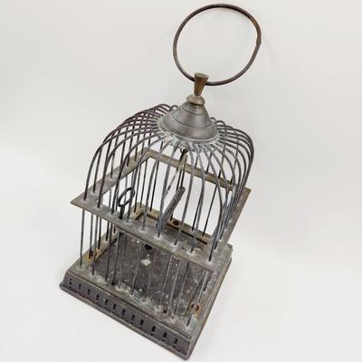 VINTAGE HEAVY BRASS BIRD CAGE