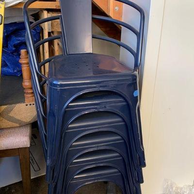 Vintage style blue metal chairs
