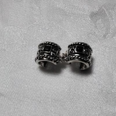 Beautiful Black Onyx 925 Hoop Earrings