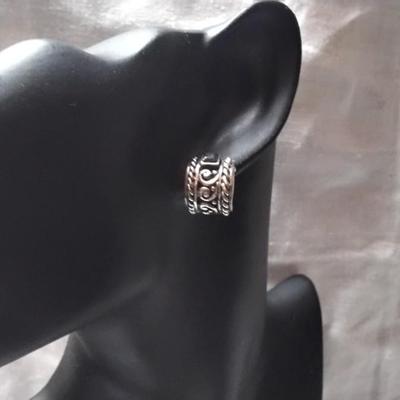 Beautiful Black Onyx 925 Hoop Earrings