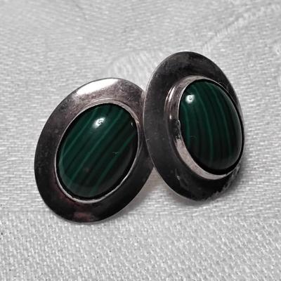Gorgeous Malachite 925 Post Earrings