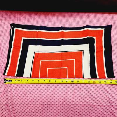 VINTAGE GEOMETRIC BLUE WHITE & RED SCARF