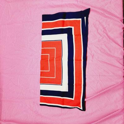 VINTAGE GEOMETRIC BLUE WHITE & RED SCARF