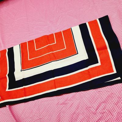 VINTAGE GEOMETRIC BLUE WHITE & RED SCARF