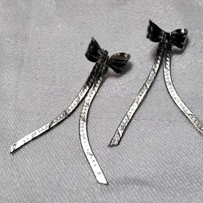 Unique Bow Sterling Silver Earrings