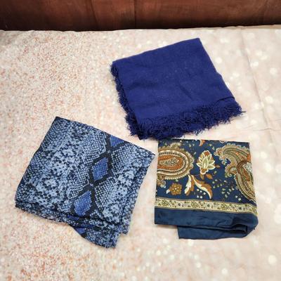 3 VINTAGE BLUISH SCARF BUNDLE