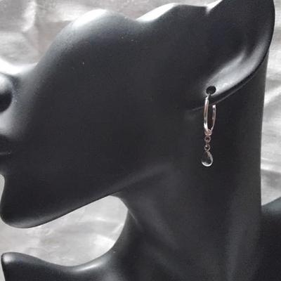 Gorgeous Malachite Dangle 925 Hoop Earrings
