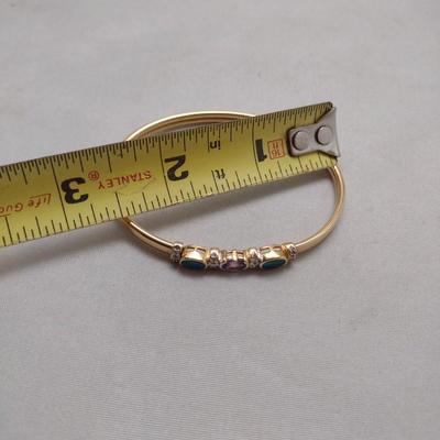 14K Yellow Gold Tanzanite and Ammonite Bangle Bracelet 8.4g (#12)