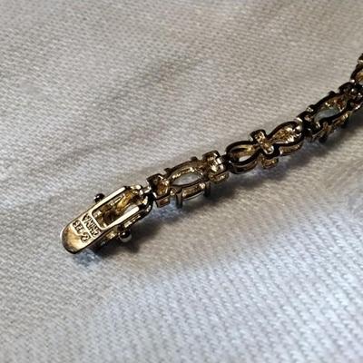 Ross Simons Aquamarine With Diamond Accents Gold Vermeil Bracelet