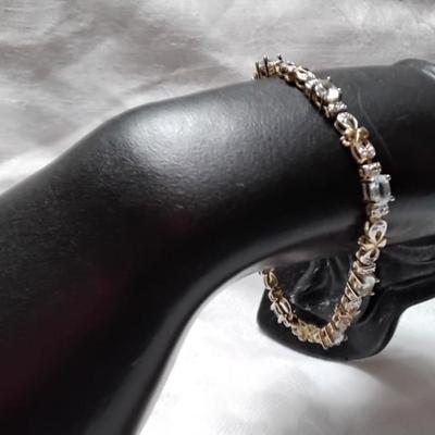 Ross Simons Aquamarine With Diamond Accents Gold Vermeil Bracelet