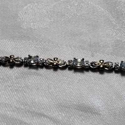 Ross Simons Aquamarine With Diamond Accents Gold Vermeil Bracelet