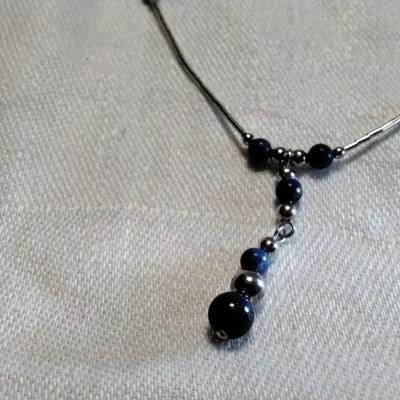 Vintage Liquid Silver Lapis Lazuli 16" Necklace