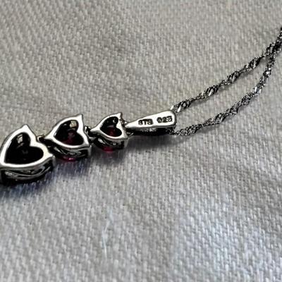 Chuck Clemency Ruby Heart 925 16" Necklace