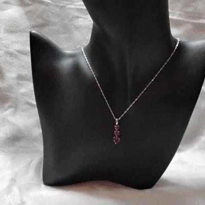 Chuck Clemency Ruby Heart 925 16" Necklace