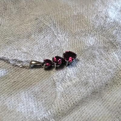 Chuck Clemency Ruby Heart 925 16" Necklace
