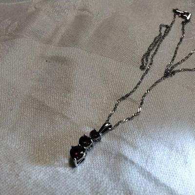 Chuck Clemency Ruby Heart 925 16" Necklace