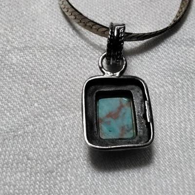 Vintage Turquoise Herribone 925 16" Necklace