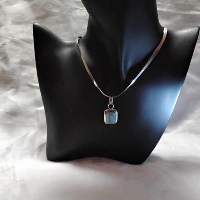 Vintage Turquoise Herribone 925 16" Necklace