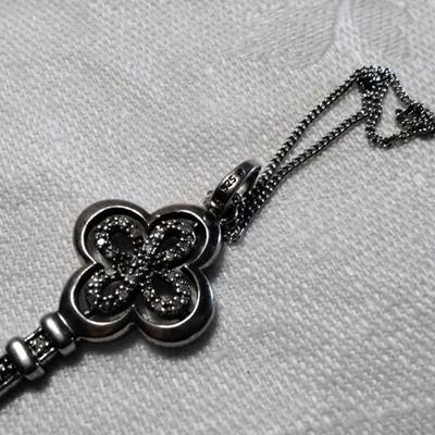 One of a Kind Vintage Diamond Key 18" 925 Necklace