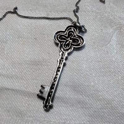 One of a Kind Vintage Diamond Key 18" 925 Necklace