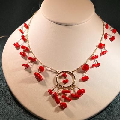 COOKIE LEE POLISHED RED STONE NECKLACE
