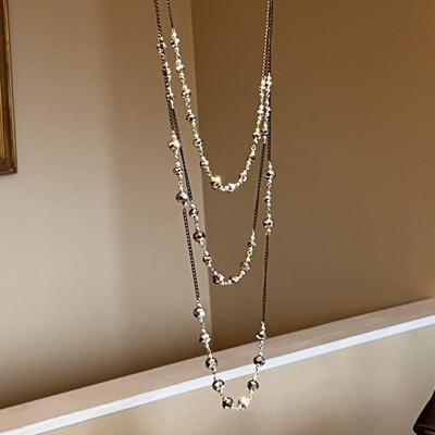 TRIPLE STRAND FACETED GLASS BEAD NECKLACE