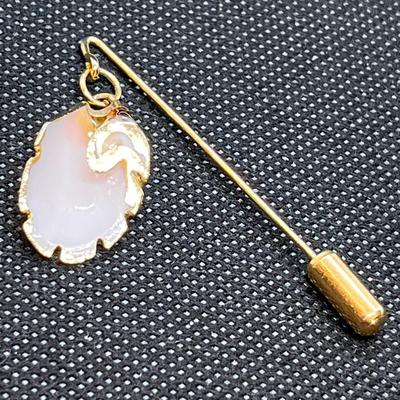 STICK PIN REAL SEASHELL W/GOLD-TONE EDGING