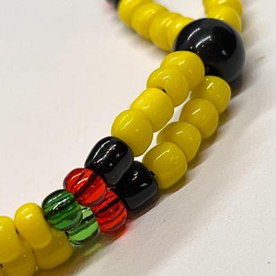 BEADED STRING TIE BRACELET ALL GLASS BEADS