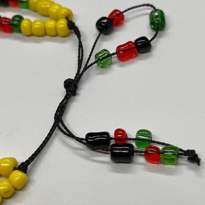 BEADED STRING TIE BRACELET ALL GLASS BEADS