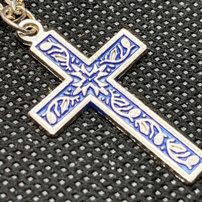 CROSS PENDANT BLUE ENAMELED 