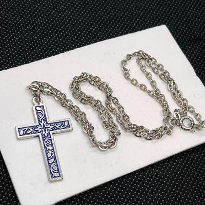 CROSS PENDANT BLUE ENAMELED 
